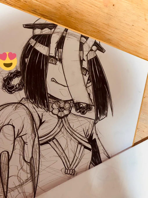 ベタ塗りが楽しくなってきたけど今日はここまで(●'ω`●)やっぱアナログも楽しいなぁ 