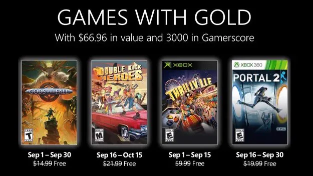 Xbox Live Games with Gold September 2022