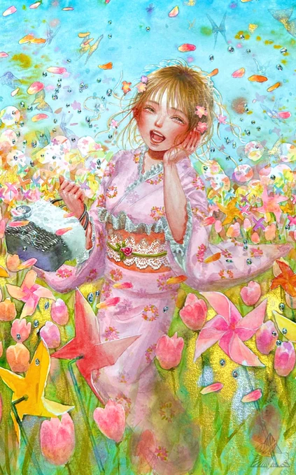 笑顔咲ク※縦長イラスト(タップ推奨)#イラスト #illustration 
