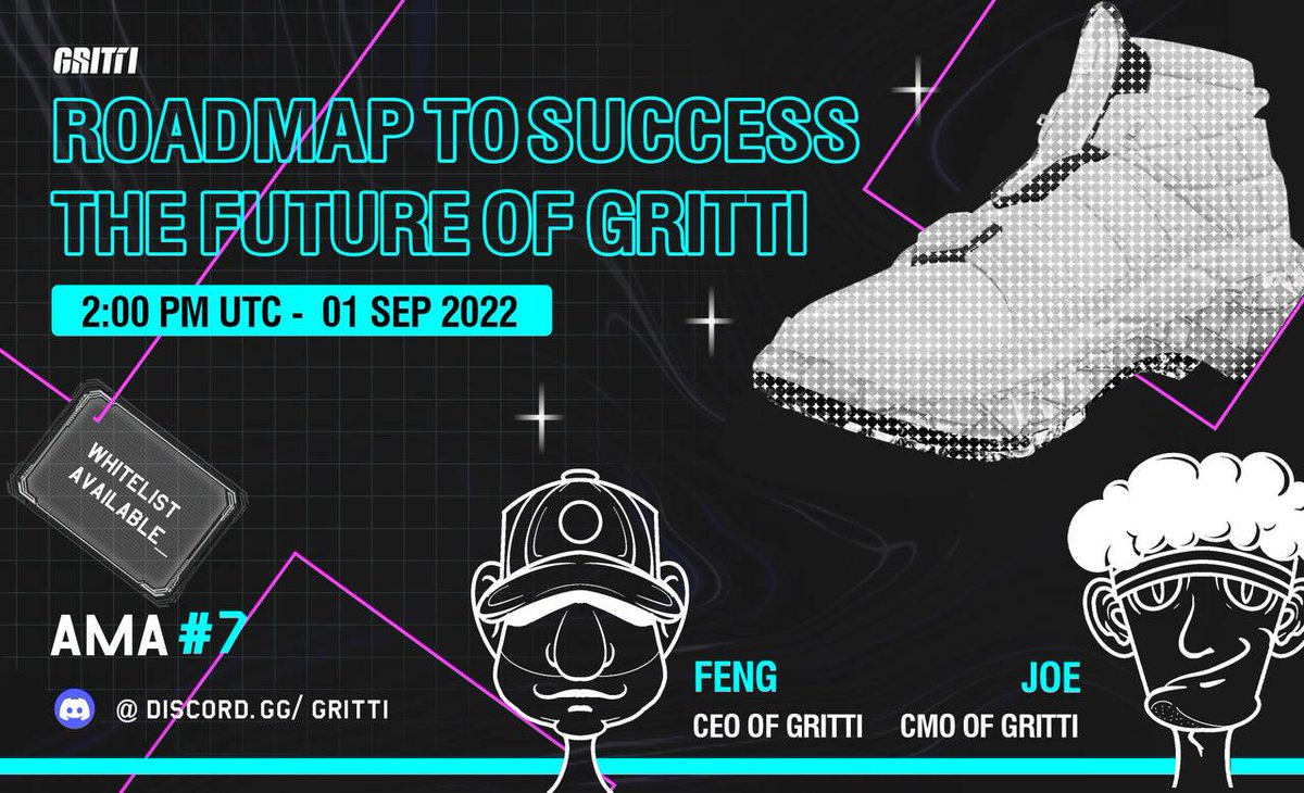 GrittiApp's tweet photo. AMA #7 is here! 

Join us at 2:00pm UTC on the 1st of September, where our CEO and CMO will discuss the future of Gritti 

Whitelist x 10 available 

To enter: 

1. Follow us on the Twitter 
2. Retweet this tweet and tag 3 friends 
3. Join us at the AMA at https://t.co/vNByqAJvzJ https://t.co/cuOfRFZCQJ