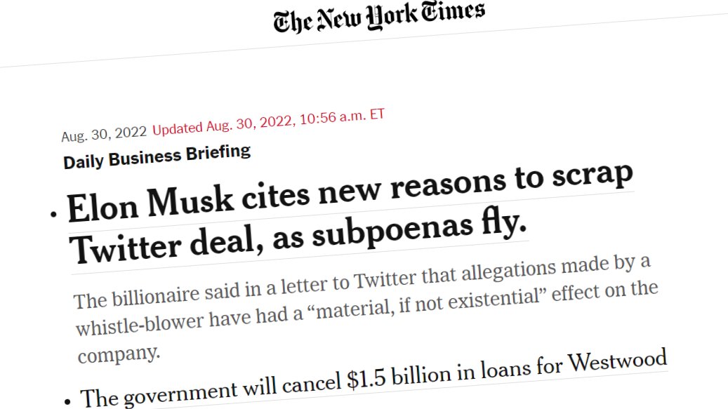 arcadiogmontoro's tweet photo. Recomendada la lectura del nuevo episodio del caso #muskvstwitter

En juego la discusión de los 44billones (USA) de dólares del acuerdo de venta. https://t.co/lISGljcWAD