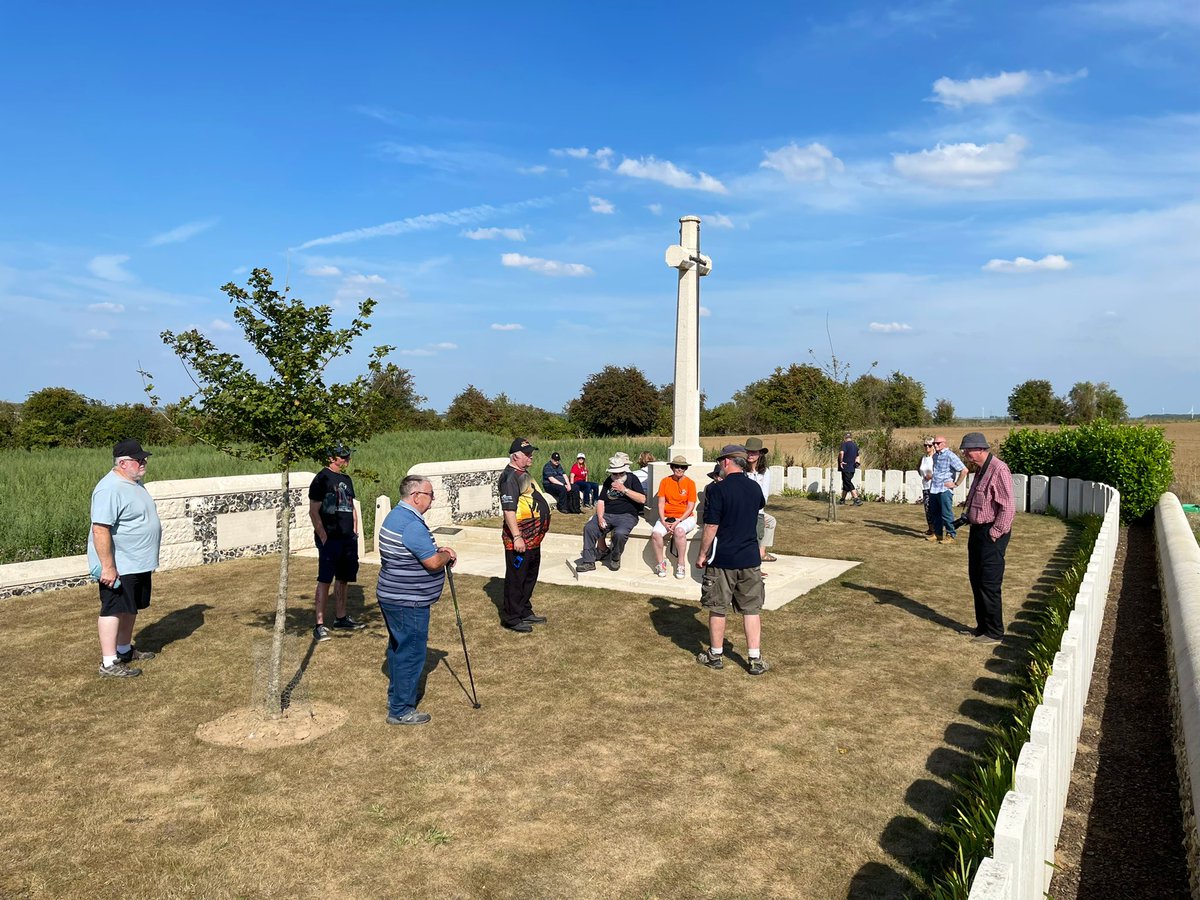 MaxDutton2's tweet photo. Fantastic to welcome @LegerBattleTour to the @CWGC Experiance this morning and to join @sommecourt &amp; @Allen1Mark for the next few days on their special Silent Cities tour that explores the story of the War Graves Commission. Arras today, tomorrow the Somme. https://t.co/tEEVrS9A3w