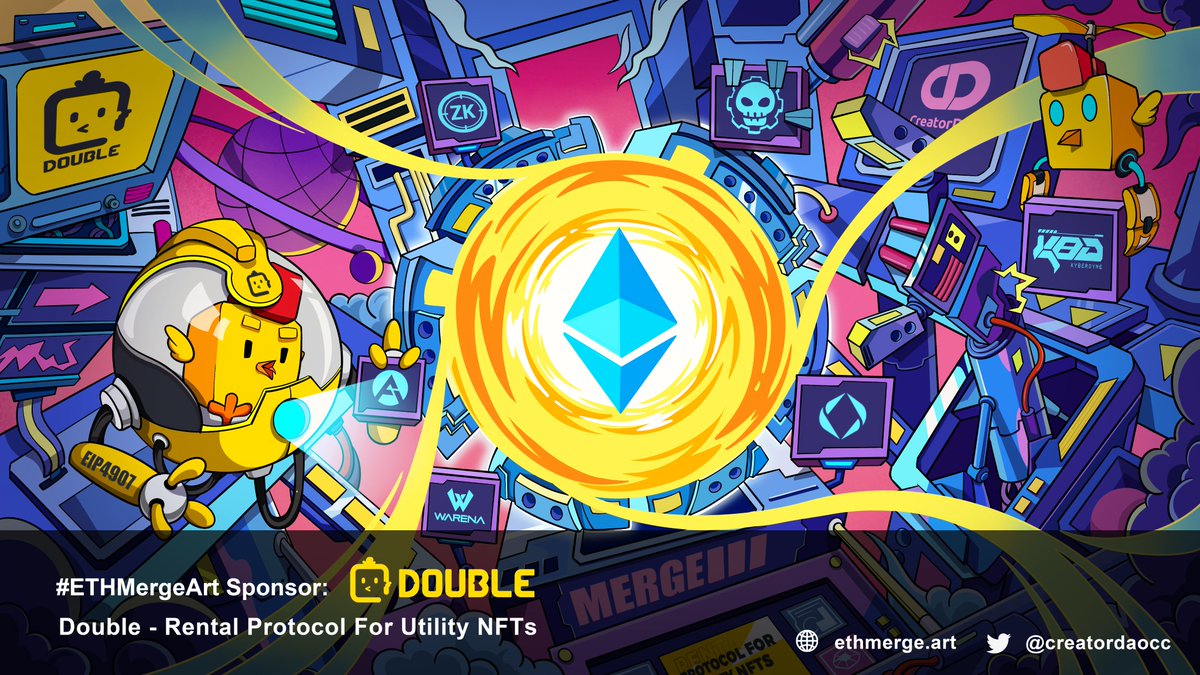 CreatorDAO 🌈 Co-Create the Future (@creatordaocc) on Twitter photo A BIG SHOUT OUT TO #ETHMergeArt SPONSOR <a href="/DoubleProtocol/">Double Protocol - DePIN Marketplace</a> !
Their ERC-4907 standard separates #NFT ownership and usage rights and is the first to automatically withdraw usage rights upon expiration
-- A Rental Protocol For Utility NFTs !
🐥Welcome abord🐥
MORE ON #ETHMergeArt 👈 A BIG SHOUT OUT TO #ETHMergeArt SPONSOR <a href="/DoubleProtocol/">Double Protocol - DePIN Marketplace</a> !
Their ERC-4907 standard separates #NFT ownership and usage rights and is the first to automatically withdraw usage rights upon expiration
-- A Rental Protocol For Utility NFTs !
🐥Welcome abord🐥
MORE ON #ETHMergeArt 👈