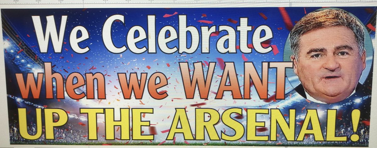 highburyhigh's tweet photo. New banner for Block 4. We celebrate when we want! Richard Keys! @Arsenal #ARSAVL Bring party 🎈 ballon’s, hats and Multi-coloured Foil Party Blowers https://t.co/JnTH4OUz8q