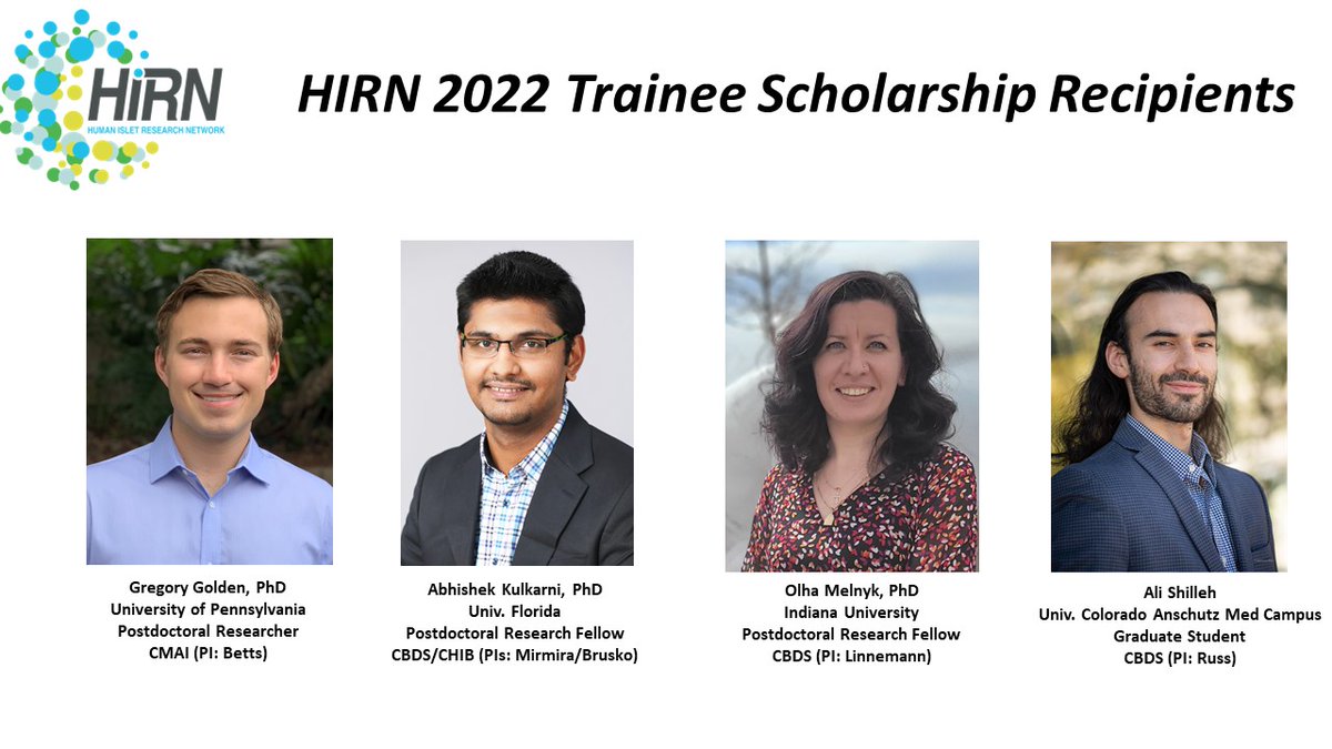 Please join us in congratulating the following recipients of the HIRN 2022 Trainee Scholarship. These trainees submitted abstracts that were competitively reviewed by members of the HIRN Planning Committee &amp; selected as being highly meritorious. #HIRN2022Scholarship