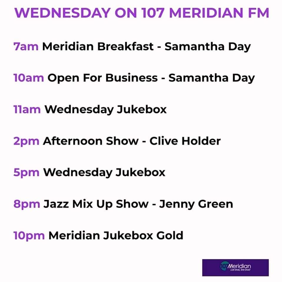 MeridianFM's tweet photo. 💜 The middle of the week is upon us already, so here's what we have for you on Meridian
#107MFM #MakeItMeridian💜 #localradio https://t.co/Ek4SF5NldU