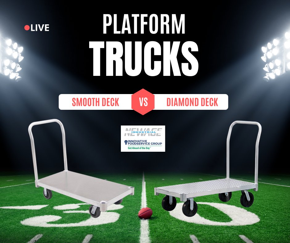 Smooth and sleek? Or need a little more grit? Choose your Team! 
We have your back on game day with platform trucks from #NewAgeIndustrial. 
.
. 
#FootballSeason #PlatformTruck #Foodservice #Restaurant #GetAheadOfTheDay #GetItGotItOnIt #IFG