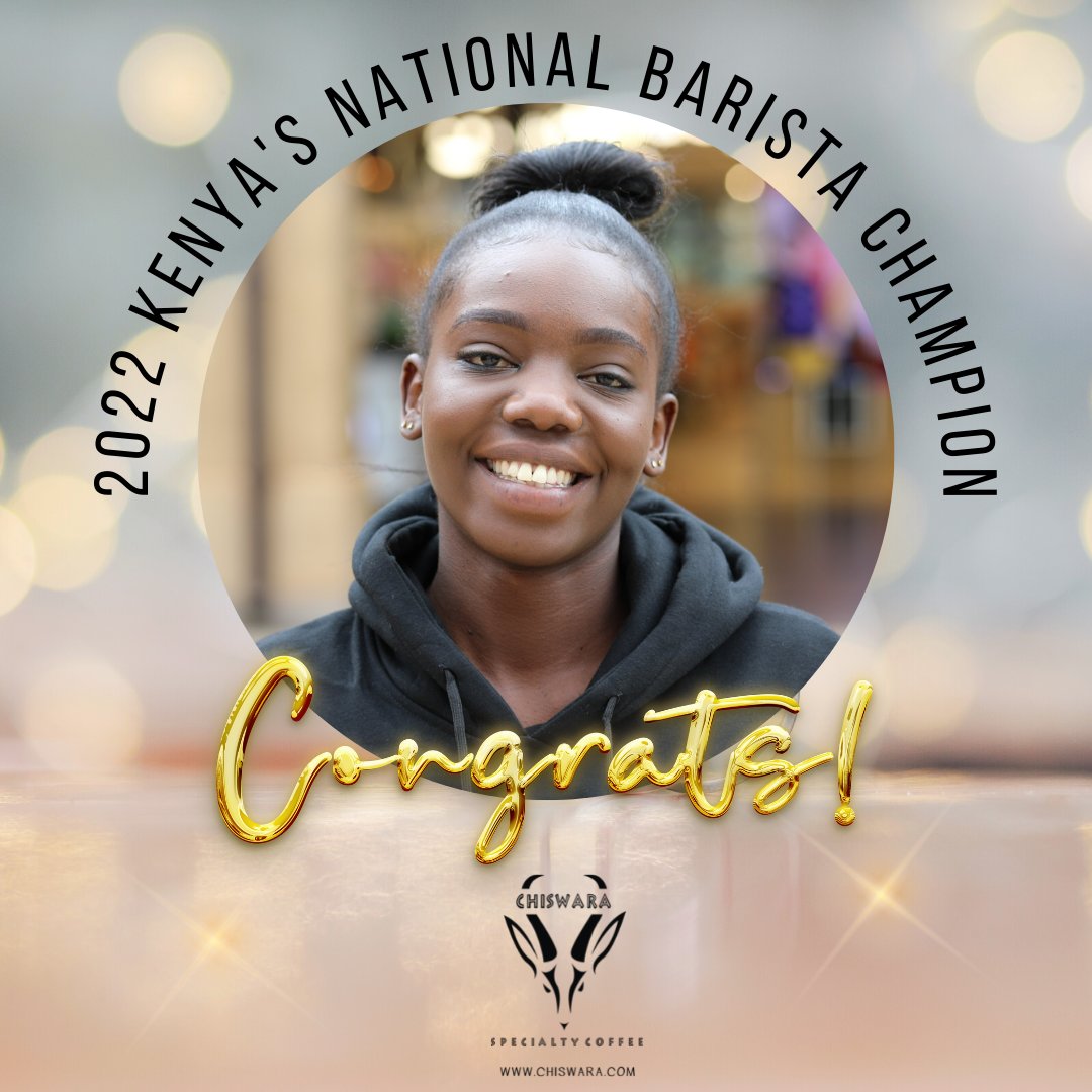 This year's Kenyan Barista Champion is Esther Ochieng! In Sept, she'll represent Kenya at the World Barista Championship in Melbourne, Australia. We are rooting for her to win! At Chiswara, she brewed the best coffee in town☕ Congrats! #KenyaBaristaChampionship2022
