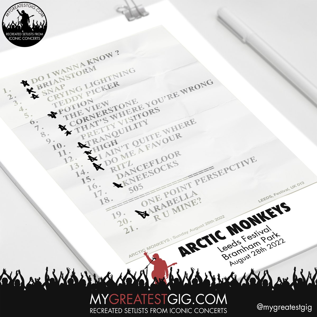 greatestgig's tweet photo. Did anyone see Arctic Monkeys at #RandL22 over the weekend? Setlist looked pretty good...
#mygreatestgig #recreatedsetlist #ArcticMonkeys #readingfestival2022 #setlist #LeedsFestival2022 https://t.co/48RortIkvL