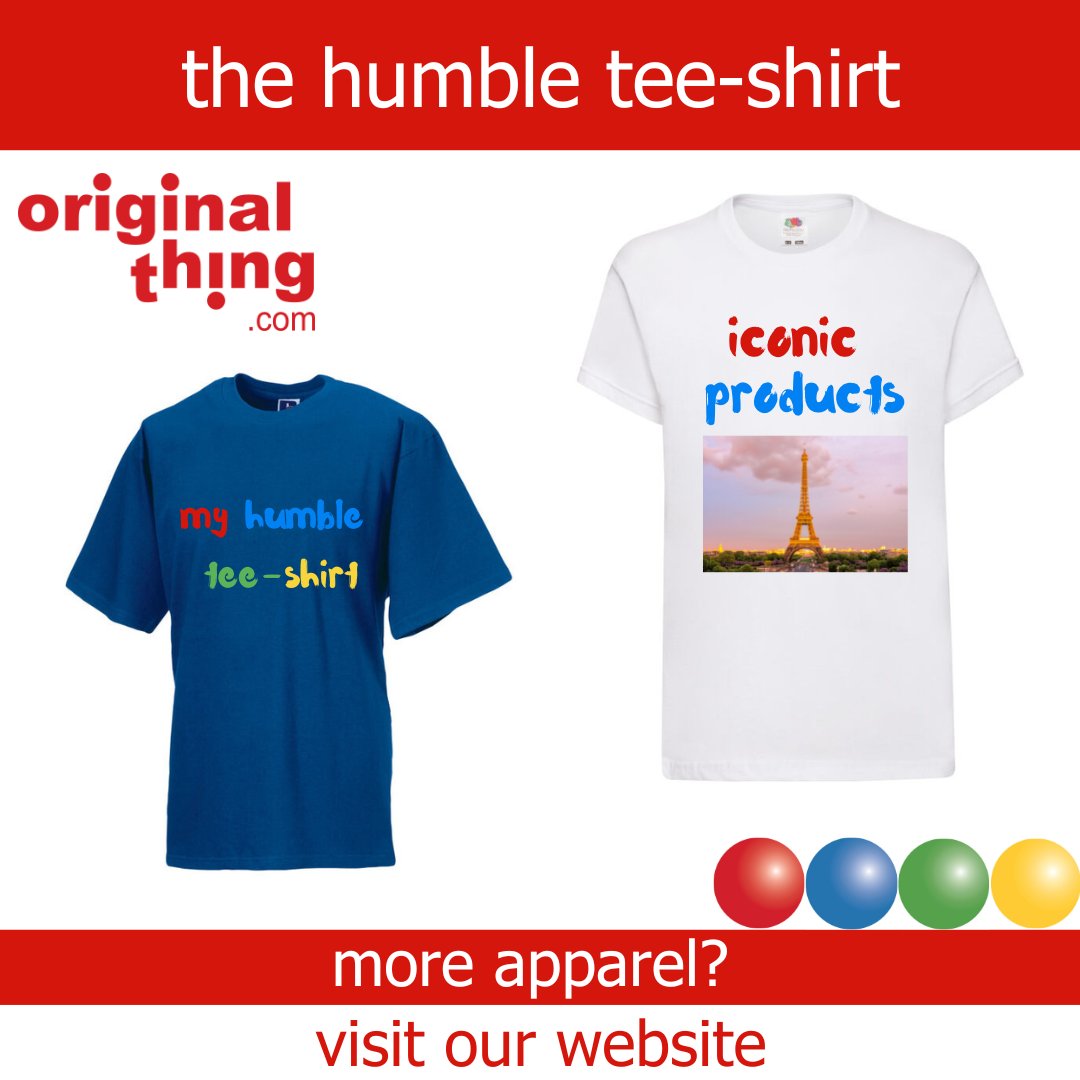 OriginalThing's tweet photo. The humble t-shirt is available in men's, women's, kid's and unisex sizes and options. Print your text or image in the style you would like on these timeless #promoitems. Find more clothing on our website. https://t.co/SZb6mEFerx

#iconic #bespokedesign #promotionalclothing https://t.co/2cWdnTO6ki