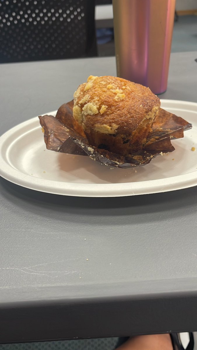 New employee orientation day. On the happy side, I got a giant muffin