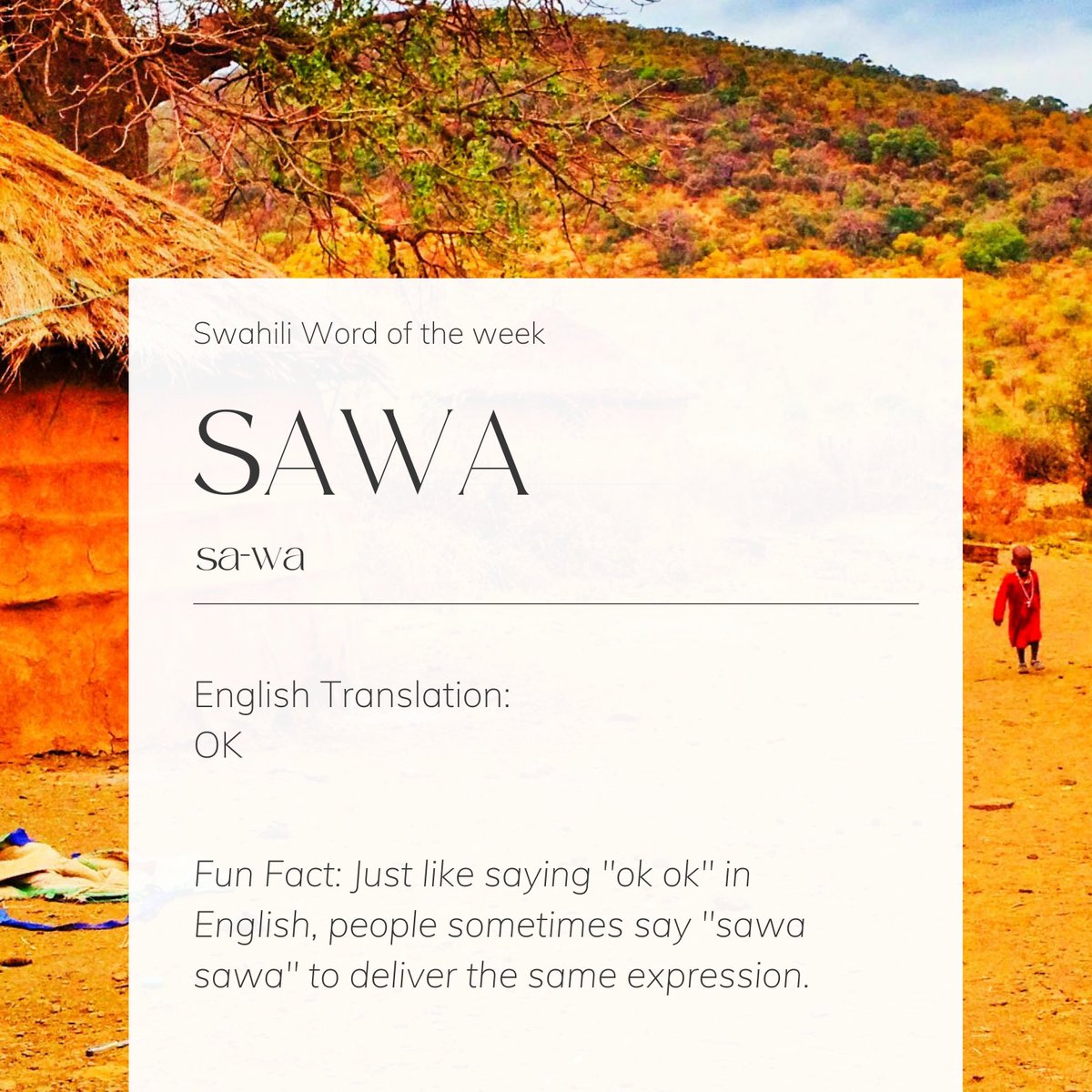 RedSweaterPro's tweet photo. #swahili #wordoftheweek #tanzania #africanlanguage #serengeti #africa #languagelearning #language #english #translate https://t.co/hxeM99LLai
