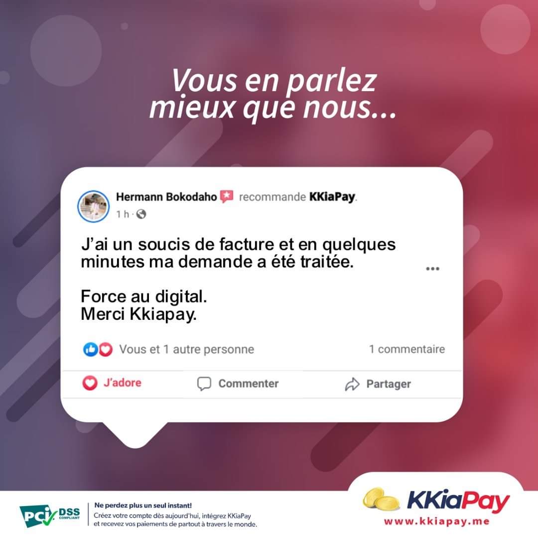 🔸Rien ne vaudra jamais la satisfaction d'un client, heureux de l'expérience qu'il vient de vivre.

#KKiaPay un jour, #KKiaPay toujours🥰 
#customer_satisfaction #KKiaPay #clients #unmondedopportunités