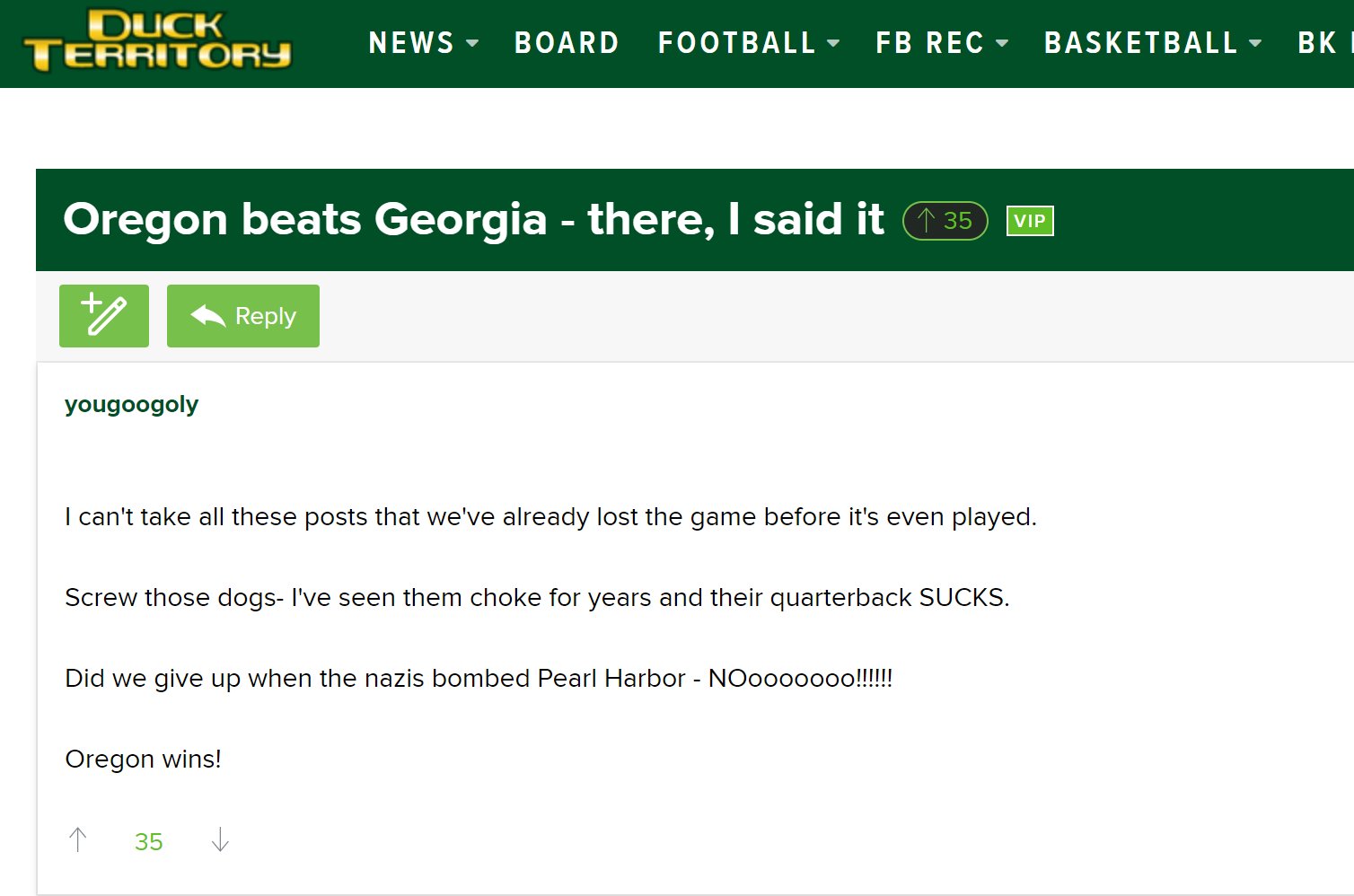 Message Board Geniuses on Twitter "Yep. He said it. Oregon is going