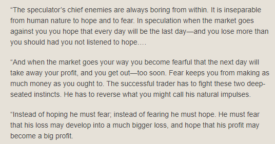 BacardiTrader's tweet photo. algo que todos los operadores deberiamos de tener siempre presente "Fear and Hope" Jessie Livermore #Bacachoknows #trading #fearandhope https://t.co/xd1iqDQ5JU