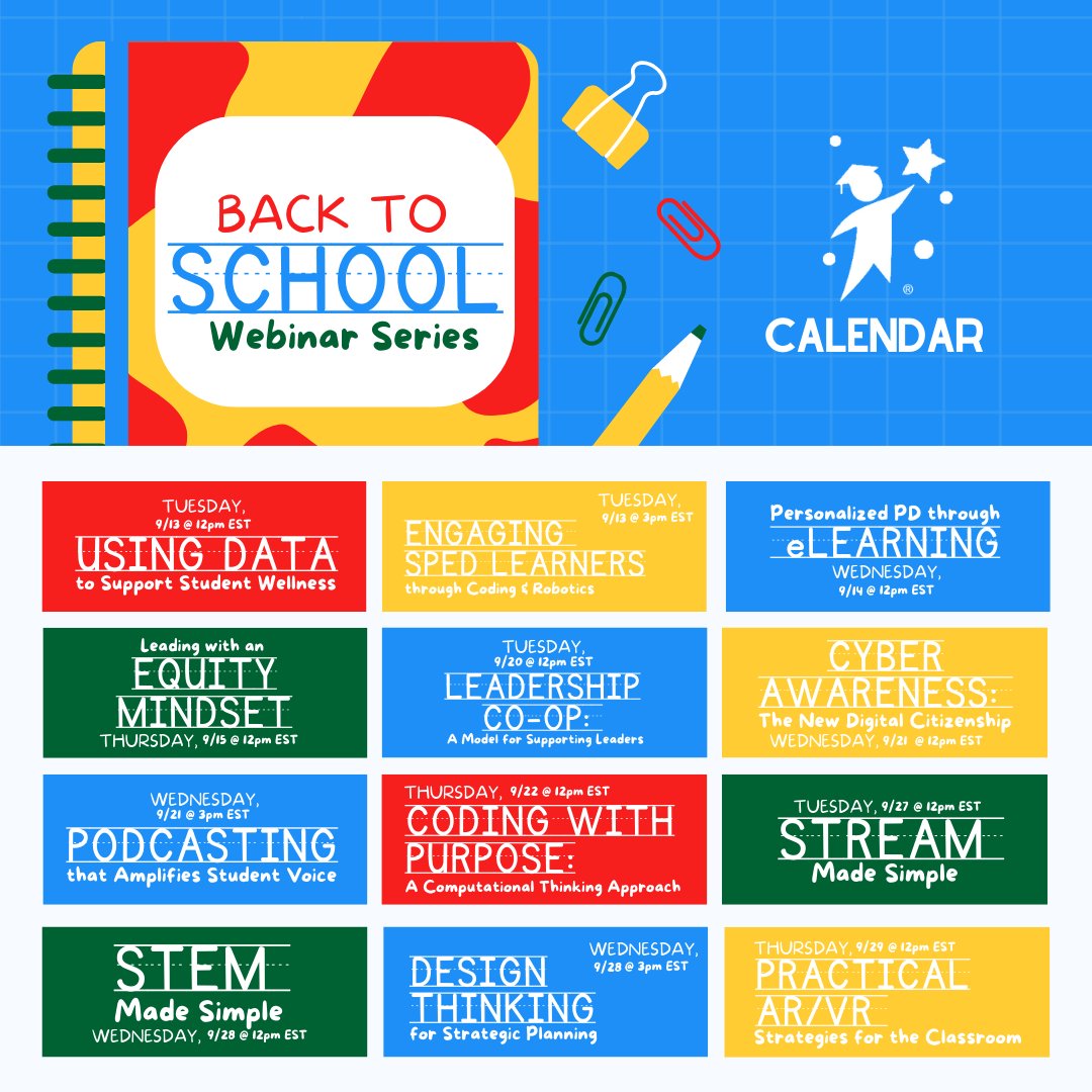 Eduscape's tweet photo. EXCITING ANNOUNCEMENT: We are hosting a BACK TO SCHOOL Webinar Series! 📚

Join us for WEBINARS on timely topics in education today. Kick off the school year with innovative practices! #Rethinklearning

Learn More Here: https://t.co/fBmEW9JCyf

#RethinkLearning https://t.co/h8W4UBM79v