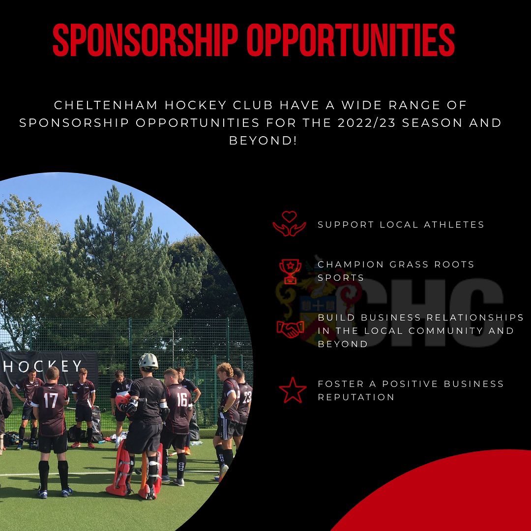 CheltenhamHC's tweet photo. 🏑🎉 Sponsorship Opportunities 🎉🏑
CHC have a wide range of sponsorship options available for the 2022/23 season and beyond! 
Interested in finding out more? DM us or email our sponsorship secretary Katie Dewhurst- chelthockeysponsorship@gmail.com
#Hockey #sponsorship https://t.co/7bMjL01aNF