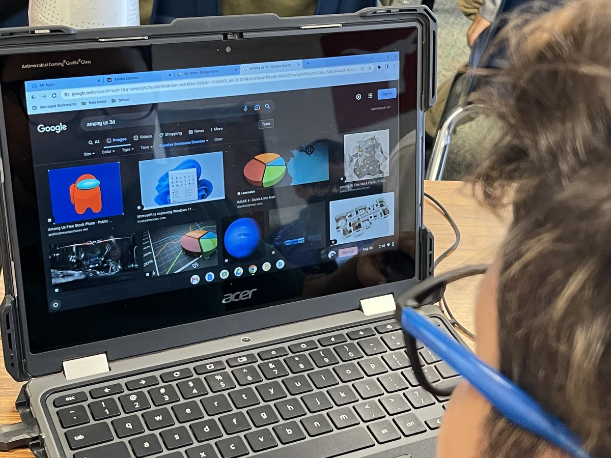 MrsHuber_DLC's tweet photo. Such a GREAT time @KeyesTigerCubs with 5th gr. @MsVazquezz as we practiced different ways to show our @GiftedAAIrving Genius Hr! Tried @AdobeExpress and @GoogleForEdu Sites today! Even did a quick lesson on Creative Commons! @IISD_iLearn @JohnRGood check it out! #totalengagement https://t.co/E3G6O50lB6