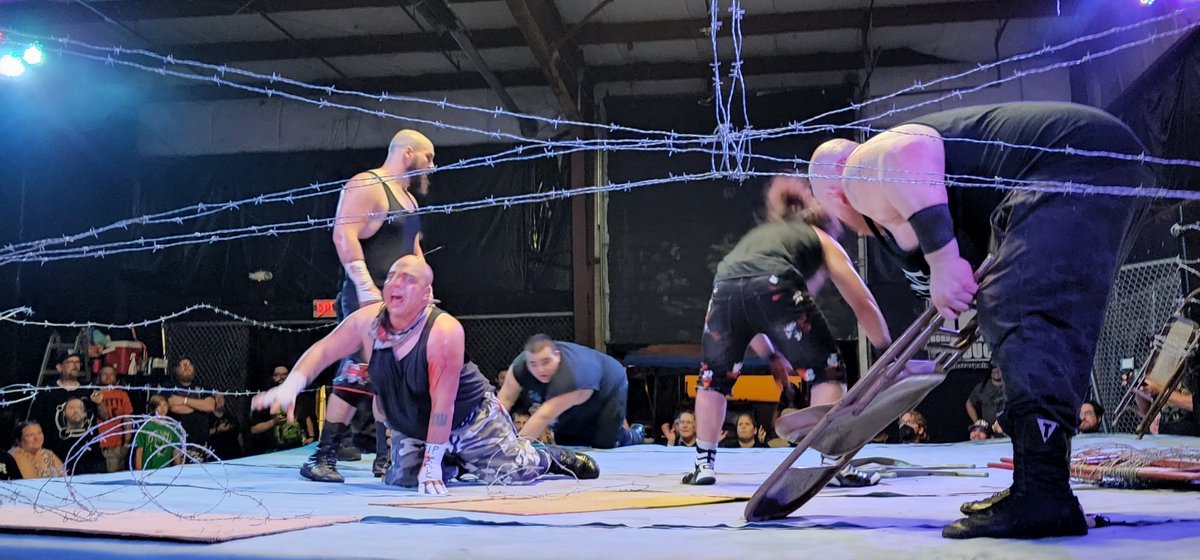 DonandRomi's tweet photo. @H2OWRESTLING #H2OSeperateWays was an awesome show stacked from beginning to end...Here are some pics from the Bloody No Ropes Barbed Wire main event which saw...@Matt_Tremont and @LowlifeLouie pickup a big win over @Anthraxxh2o and #AlexStretch...H2o...H2o https://t.co/BeE1f72QtF