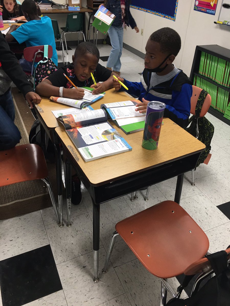 MrGrace_edu's tweet photo. Today was our first day using our new reading and writing companions from Wonders. Look at us engage and help each other through the expository text about natural disasters. @Dolphinville #WatchusTHRIVE https://t.co/i76yU4mEaR