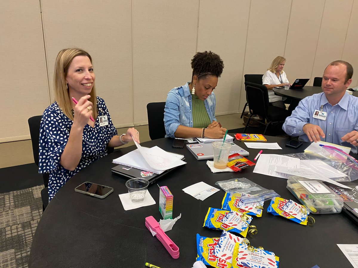 KMathoslah's tweet photo. Today I had the privilege to present at my first #PrincipalPLC @KleinISD. I am so thankful for these kind leaders that humored me and participated in a hands-on PD about #PurposefulPlay! @KleinISD_EC @epuenteKISD https://t.co/q4HUDgiPDY