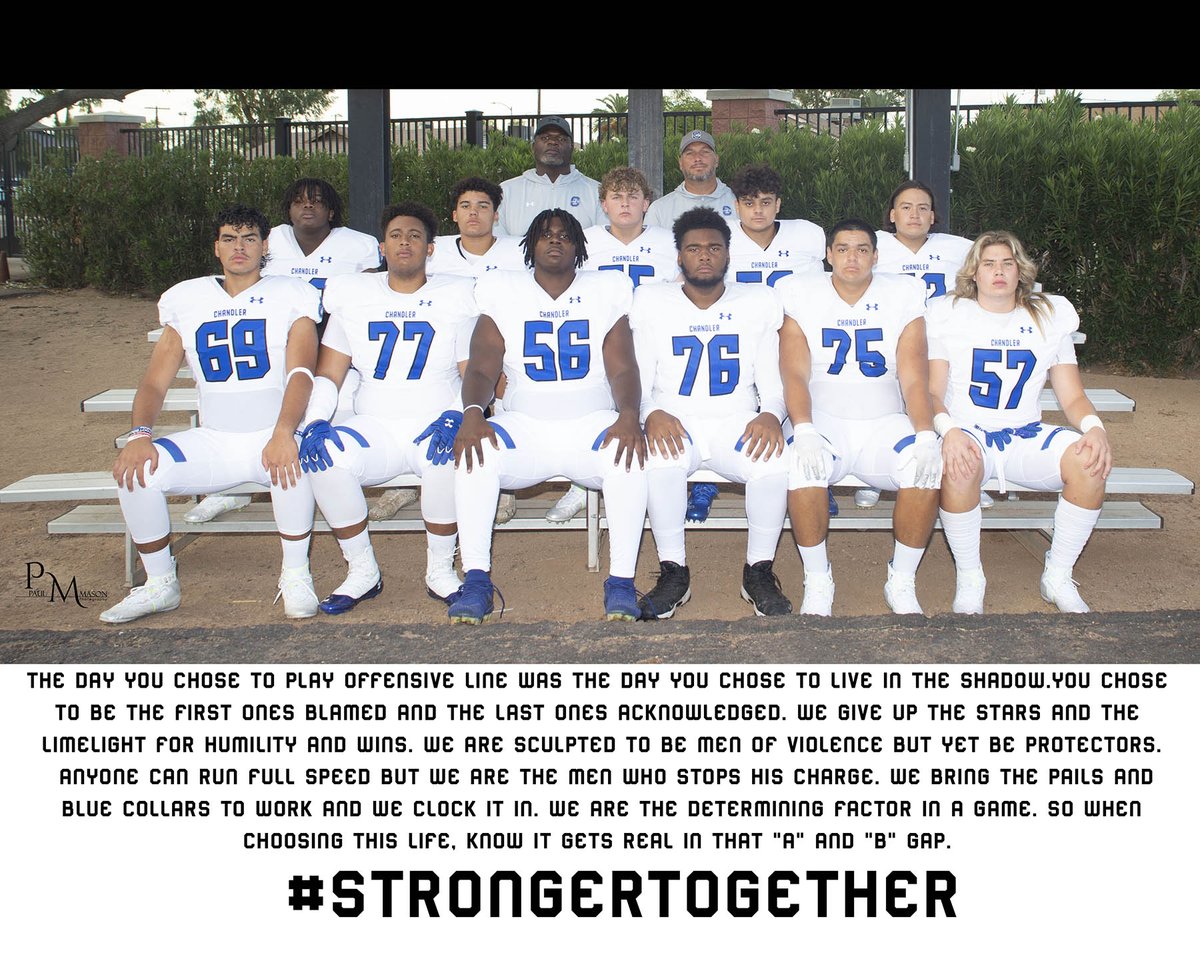 Countdown to the Season Opener. The 2022 Wolves O-line. In the words of John Ronnie Goodie, Slow feet don't eat and these gentlemen are hungry for pancakes. #Ohana #GoHard #OneTeamOneGoal @GarretsonRick @SOC_CHSWOLVES @chandler_wolves