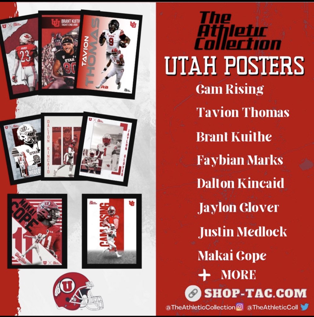 Ute fans! Officially licensed sports posters of your favorite @Utah_Football players are available now! #NIL #GoUtes shop-tac.com/shop-with-us-1…