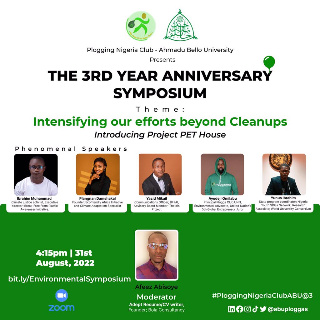 abuploggas's tweet photo. After clean up, what else?

Join us and our phenomenal speakers as we discuss the many ways to intensify our efforts beyond Cleanups.

Click on the link to register 
https://t.co/ZhSqmqMSQl

There will be an Eco conscious movie.

#PloggingNigeriaClubAbu@3 https://t.co/SFiX5QipAc