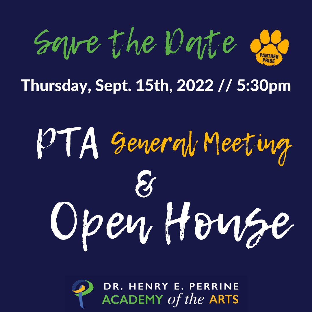 PerrineAcademy's tweet photo. Save the Date! Sept. 15th, 2022 // 5:30pm
PTA General Meeting &amp; Open House

#perrineistheplaceforme

@miamischools
@mdcpssouth
@mdcpsoperations
@mdcps_oecp
@miamimagnets
@sromartinreid
@suptdotres https://t.co/6auGKKpqVj