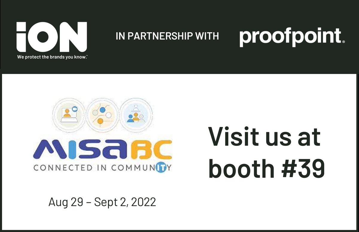 ionunited's tweet photo. We're thrilled to be at this year's MISA BC Fall Conference! If you're attending, be sure to visit the iON | @proofpoint booth to meet our local reps and learn how we can help you with your #cybersecurity! https://t.co/3QLi1cspb0
#misabc #yvrtech https://t.co/nxHwqrSWPW