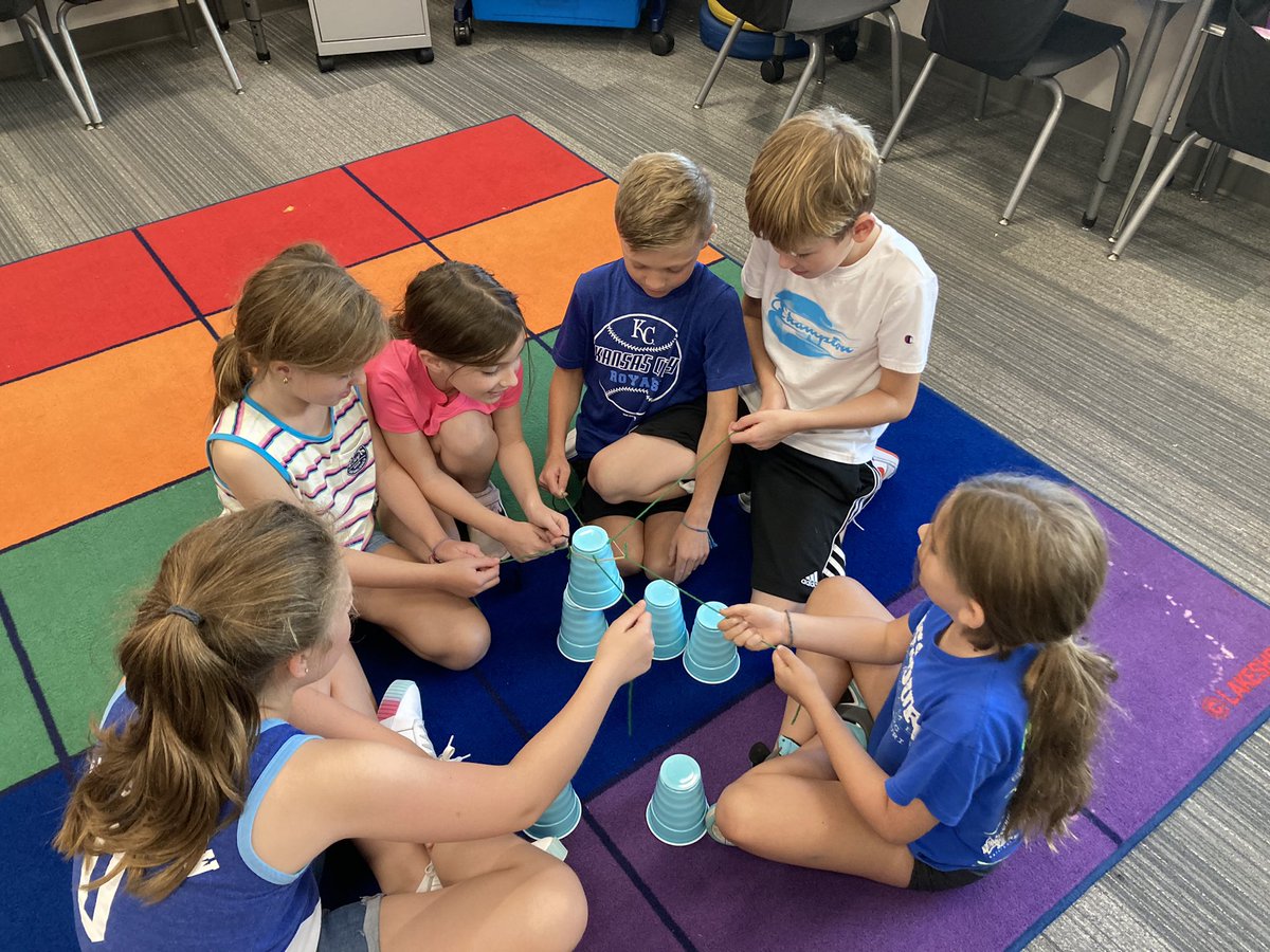 teachmrsstrong's tweet photo. Teamwork makes the dream work! Students learned to use collaborative skills when doing this challenging cup stacking activity. The cheer of success was the best sound!🎉 @nv_panthers https://t.co/9EJI1G8mIy