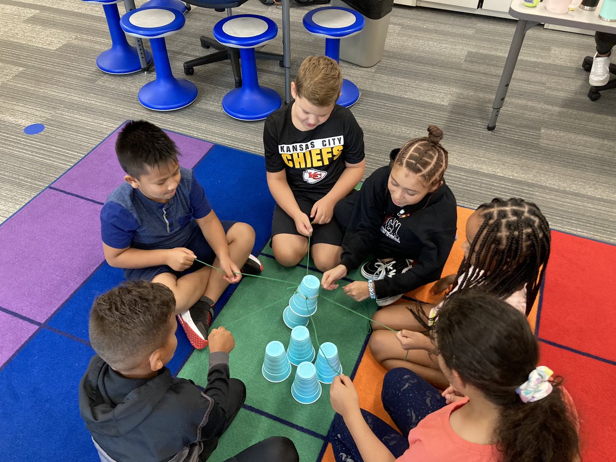 teachmrsstrong's tweet photo. Teamwork makes the dream work! Students learned to use collaborative skills when doing this challenging cup stacking activity. The cheer of success was the best sound!🎉 @nv_panthers https://t.co/9EJI1G8mIy