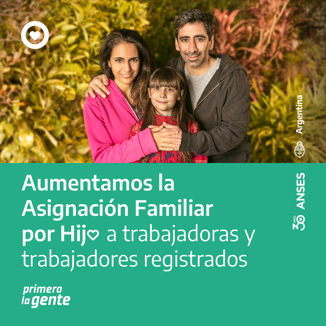 ansesgob's tweet photo. AUMENTO EN LA ASIGNACIÓN FAMILIAR POR HIJA E HIJO DE TRABAJADORAS Y TRABAJADORES  REGISTRADOS 

✅ Durante septiembre, octubre y noviembre la Asignación Familiar pasará a $20.000 para trabajadoras y trabajadores registrados con ingresos familiares de hasta $131.208. https://t.co/sl6VFXkAdV