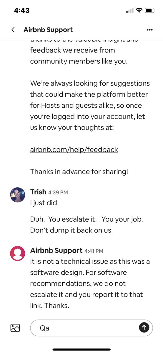 TrishSutterPMP's tweet image. @airbnb @Airbnbdesign #badcustomersupport and Software #failure again by Airbnb.  And we see why stock price is ⬇️⬇️⬇️⬇️⬇️⬇️⬇️⬇️