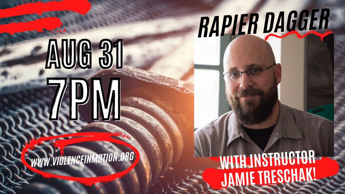 Tomorrow is Rapier Dagger with instructor Jamie Treschak! 

Learn to wield not one, but two weapons at the same time with this popular weapon system! 

violence-in-motion.square.site/product/august…