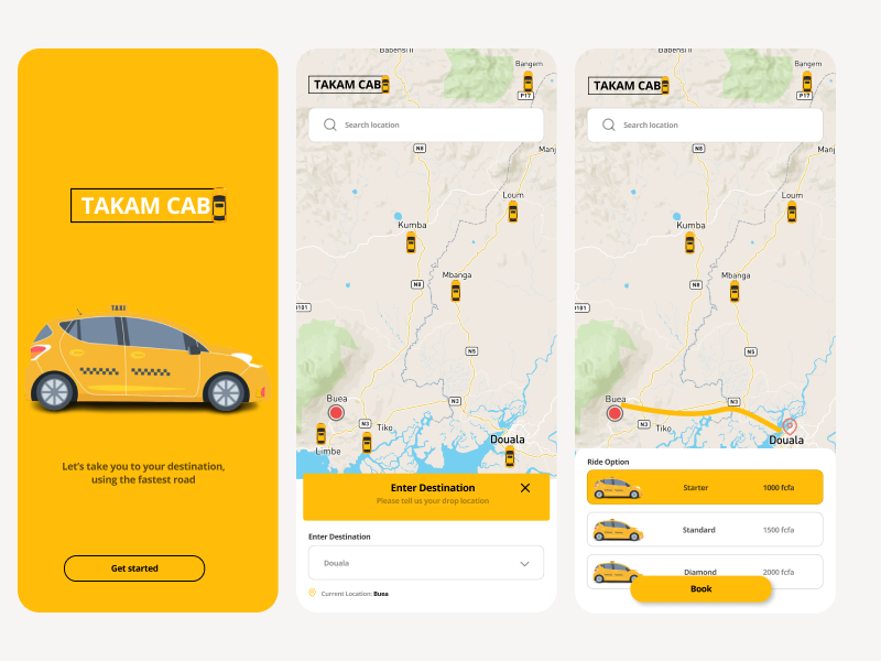 BenoitRamish's tweet photo. Day 12: We were ask to design two screens  for a yellow cab company.
 #I4G30DaysOfDesign https://t.co/DHAZSZrCGy