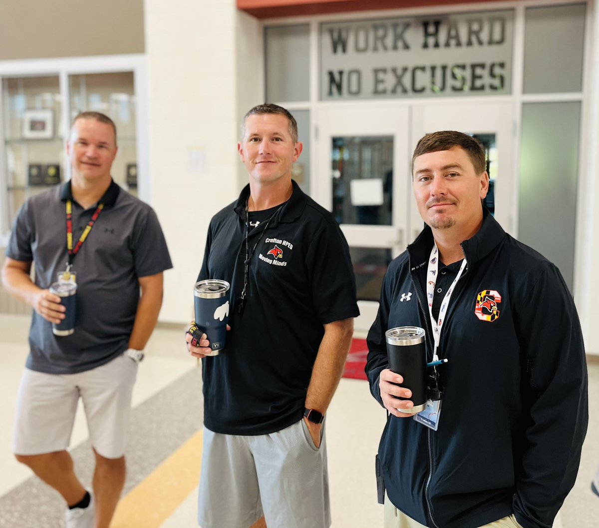 CroftonHighHPED's tweet photo. 1st day of school vibes with Crofton HS HPED.. #OneTeamOneFamily #WeAreCrHSUnified #MovingMinds #TogetherCardsFly @CroftonDance @CroftonHigh @CroftonWrestle @CoachTSomm65 @dromeoham8 @arnielb4 @Physedcoach11 @CoachStedman72 @AACPSHPED https://t.co/GwrzbfRrsa