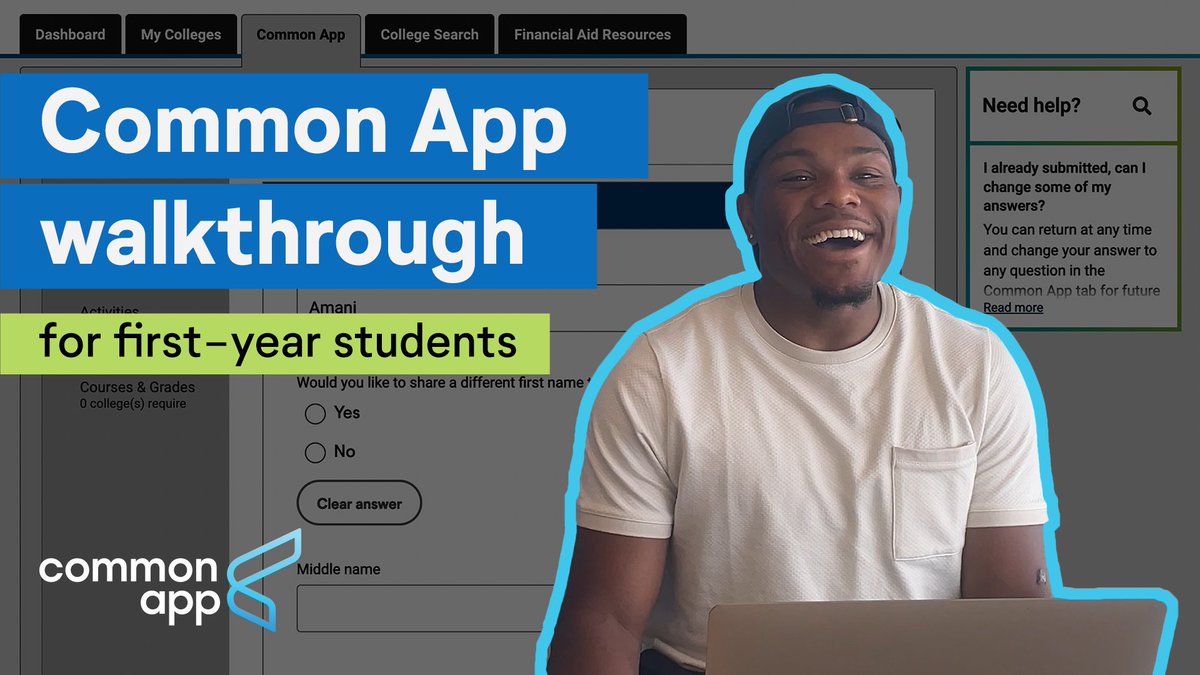 ReachHigher's tweet image. Say hello to your new @CommonApp coach, Amani 👋 He’s here to help walk students through the first-year student application on YouTube!

Evette can walk you through the transfer app and besties Jen &amp;amp; Emma can answer your Common App FAQs ⏯ 

Watch now ➡️ bit.ly/3AOJgEK