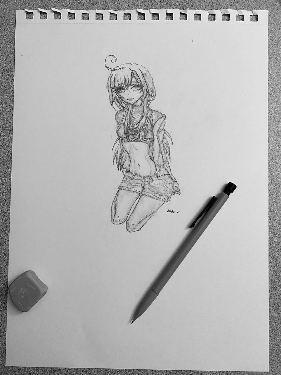 Jqd1y's tweet photo. a new drawing! what do you guys think? i drew this with pencil. #anime #sketch #OriginalArt https://t.co/lpQIPMFXP5