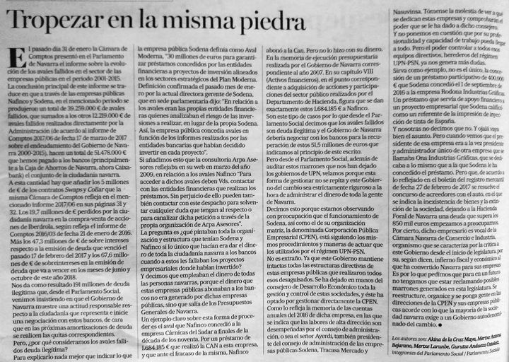 Ahora SODENA está de moda con lo de las mascarillas y tal.Nosotras ya hablábamos de ella hace 4 años
            avales fallidos=deuda ilegítima                             ⏬⏬⏬⏬