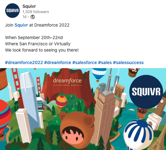 Squivr1's tweet photo. Going to Dreamforce this year?
Let's connect!
#df2020 #dreamforce #salesforce #squivr https://t.co/iLqDx20rZ2