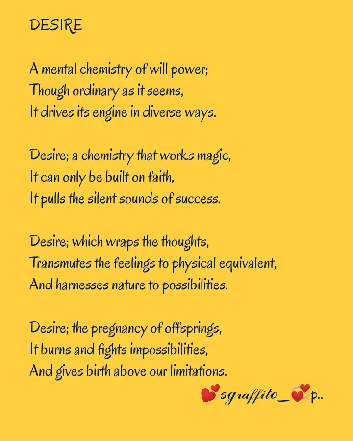 SgraffitoP's tweet photo. #poem #impossibleisnothing
#InspirationalQuotes #desire #SuccessEngine #poemaday.
Like,follow and retweet https://t.co/eP6J7HbqEr