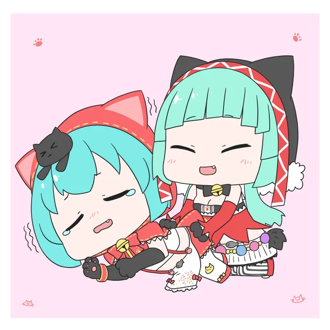 ルナおじさん( )主催の企画にゃんこズ合同第五弾に参加させていただきましたわるかわいいねこさんに捕まってしまうかわいいずきんさんですかわいいが…かわいいをおそう!!₍₍₎₎ミニも添えておきます#初音ミク #初音ミク誕生祭2022#にゃんこズONLINE#にゃんこズ合同 