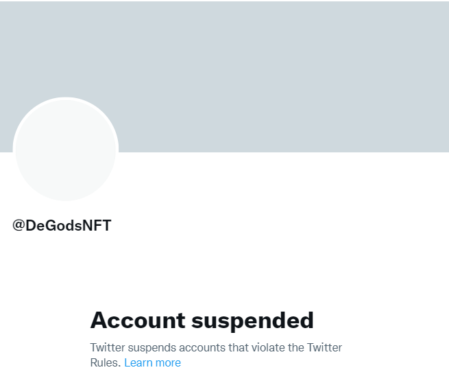chimpdoteth's tweet photo. @DeGodsNFT and @y00tsNFT accounts are suspended. https://t.co/SFcCLBAwvR