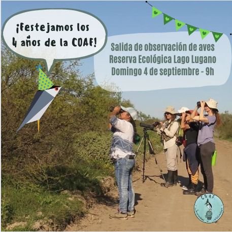 coa_fem's tweet photo. Cumplimos 4 años y lo vamos a festejar en una salida de observación de aves el 4 de septiembre en la Reserva Ecológica Lago Lugano 🌳🦉 https://t.co/slHOTlHe9P