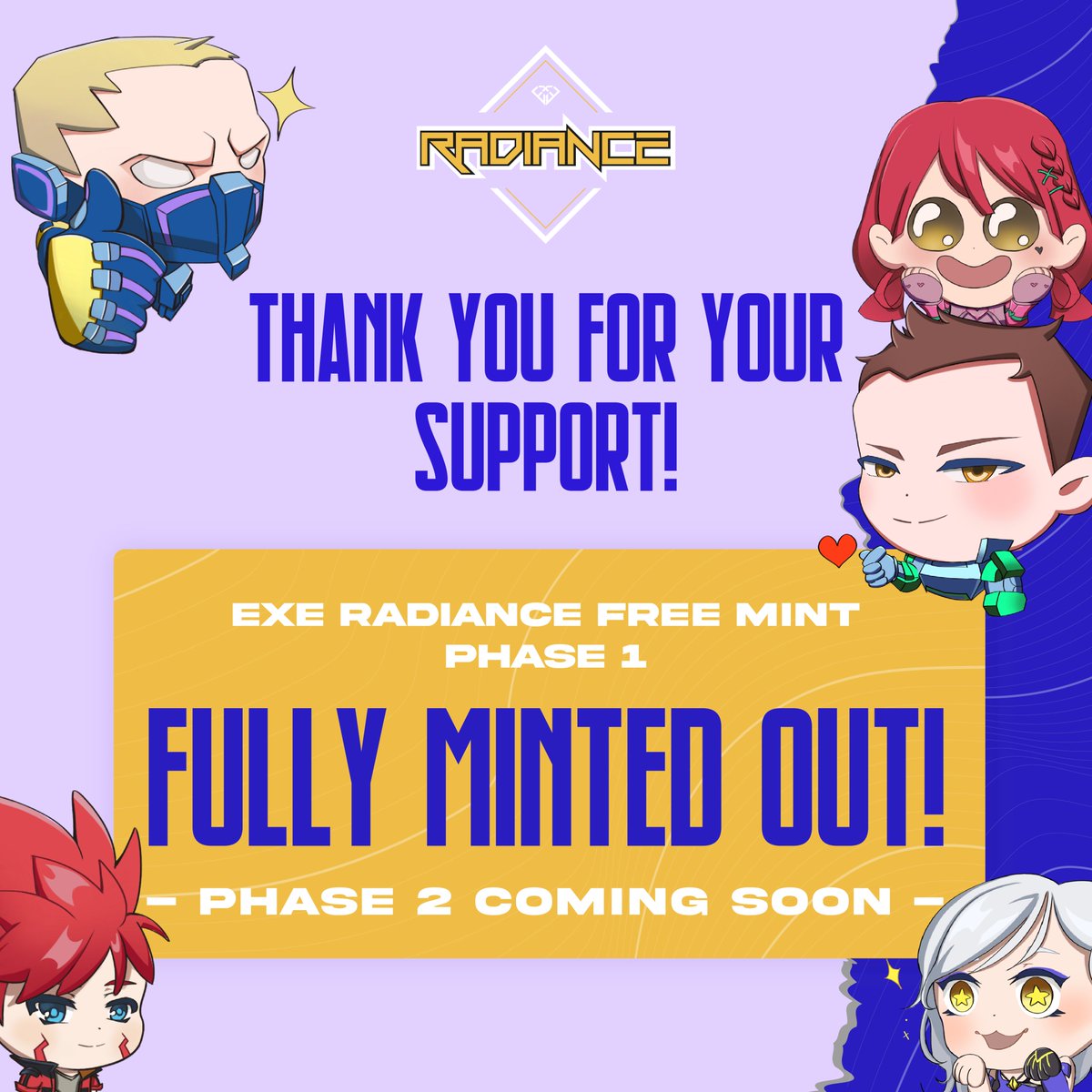 Ox_Gems's tweet photo. 📢 We are delighted to announce that EXE Radiance FREE MINT Phase 1 is FULLY MINTED OUT in 4 HOURS! 🥳

Hence the upcoming PUBLIC MINT will be cancelled.

But don't worry Fam! We will announce EXE Radiance Phase 2 very soon. 😎

♥️🔁 Join our Discord to Find Out More!

#NFT #NFTs https://t.co/9NMjUL8HfF
