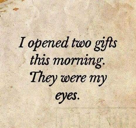 sfreemanauthor's tweet photo. I opened two gifts this morning. They were my eyes.
#stephaniemfreeman #motivationalquotes #positivethoughts https://t.co/kR5dt9Tgbl