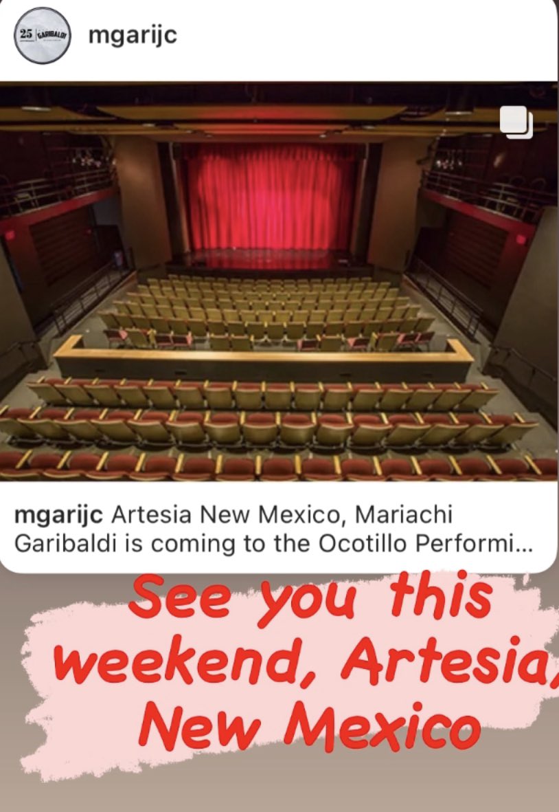 mgarijc's tweet photo. Artesia New Mexico, Mariachi Garibaldi is coming to the Ocotillo Performing Arts Center. Sept 3, 2022, 7-9 pm. 
See you there!

https://t.co/c69UmsOujP

#mariachigaribaldidejaimecuellar #ocotilloperformingartscenter #newmexico #mariachi 

https://t.co/Ryno6DBtkl https://t.co/71nsbDL8hj