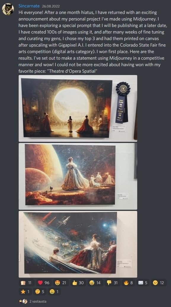 Guy wins Colorado State Fair Fine Arts Competition with AI generated