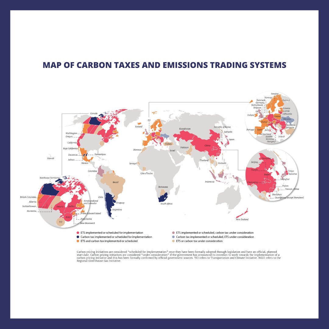 WorldBankGroup's tweet photo. Did you know there are 68 direct carbon pricing instruments in use today: 36 carbon taxes and 32 Emissions Trading Systems? Learn more in the “State and Trends of Carbon Pricing” report: